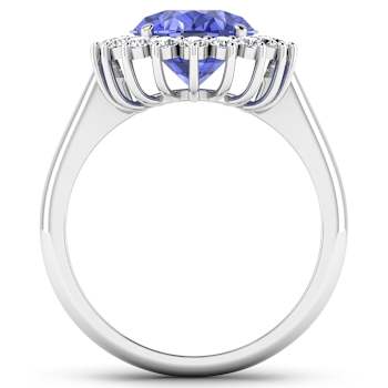 3.97ctw Violet Tanzanite and Diamond 14K White Gold Halo Ring