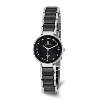 Ladies Charles Hubert Titanium and Ceramic Black Dial Watch