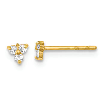 14k Yellow Gold 3.4mm Polished Cubic Zirconia Triangle Stud Earrings