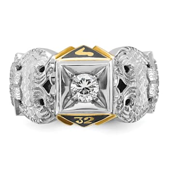 10K Two-tone Yellow and White Gold with Enamel and Diamond 32nd Scottish
Rite Masonic Ring 0.5ct