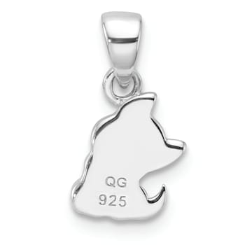 Rhodium Over Sterling Silver Multi-color Enameled Dog Children's Pendant