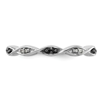 Sterling Silver Stackable Expressions Black and White Diamond Ring 0.06ctw