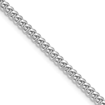 Rhodium Over 14k White Gold 3.5mm Solid Miami Cuban 26 Inch Chain