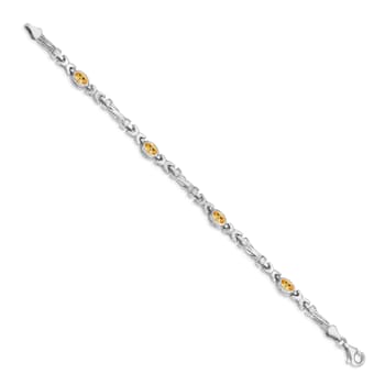 Rhodium Over 14k White Gold Citrine Bracelet