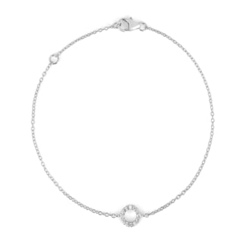 Lab Grown Diamond Rhodium Over Sterling Silver Circle Karma and Luck
Bracelet Bracelet VS-GH