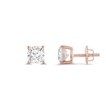 White Cubic Zirconia 14k Rose Gold Studs With Velvet Gift Box 2.00ctw