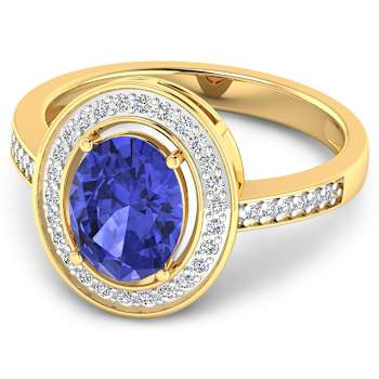 1.63ctw Violet Tanzanite and Diamond 14K Yellow Gold Halo Ring