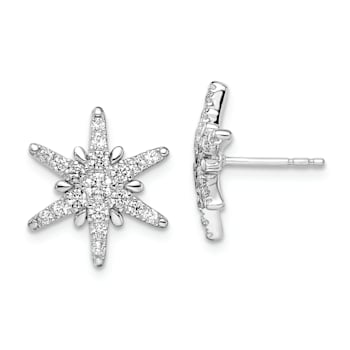 Rhodium Over 14K White Gold Lab Grown Diamond SI1/SI2, G H I, Star Post Earrings