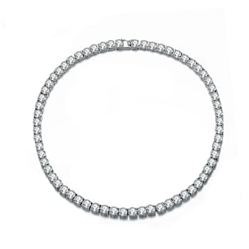 CZ Tennis Necklace In Sterling Silver 16 Inch