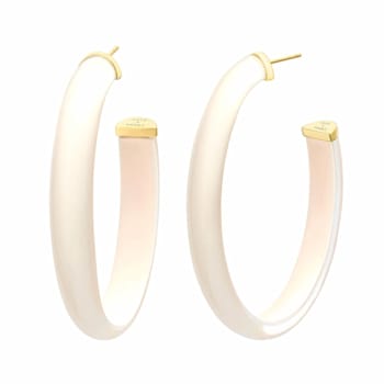 14K Yellow Gold Over Sterling Silver XL Oval Illusion Nude Acrylic Hoops
in Ivory