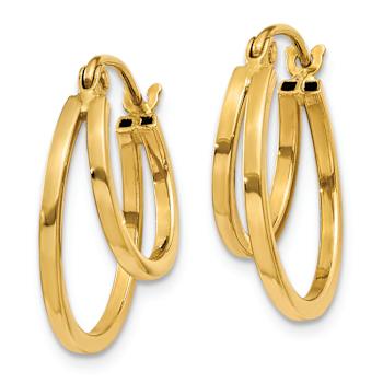 14k Yellow Gold 11/16" Double Hoop Earrings
