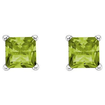 4mm Princess Cut Peridot 14k White Gold Stud Earrings