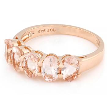 Morganite Oval Band Ring In 18K Rose Gold Over Sterling Silver 2.00ctw