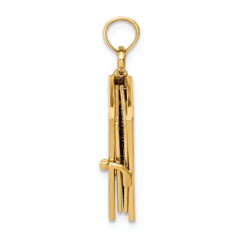 14K Yellow Gold 3D Pink Enameled Lord's Prayer Bible Pendant