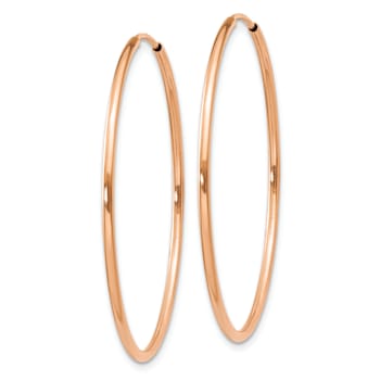 14k Rose Gold 1 3/8" Polished Endless Hoop Earrings