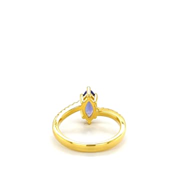 18K Yellow Gold Over Sterling Silver Marquise Tanzanite and White Zircon
Ring 1.15ctw