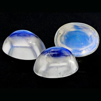 Blue Sheen Moonstone 9x7mm Oval Cabochon Set of 3 6.10ctw