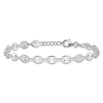 Rhodium Over Sterling Silver 7.25-inch with 0.5-inch Extension Fancy
Link Bracelet