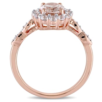 Morganite, White Topaz and Diamond 14K Rose Gold Ring 1.83ctw