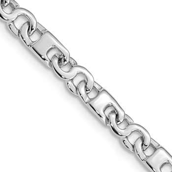 Rhodium Over 14k White Gold 4.4mm Hand Polished Fancy Link Bracelet