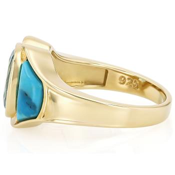 Turquoise And Sky Blue Topaz Ring In 18K Gold Over Sterling Silver 3.00ct