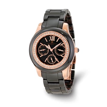 Ladies Charles Hubert Black Ceramic Multifunction 40mm Watch