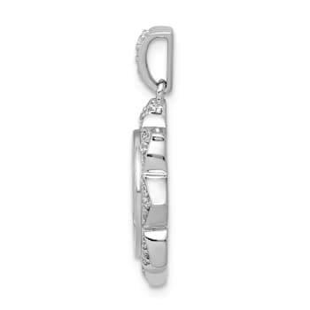 Rhodium Over 14k White Gold Diamond Buddha Pendant