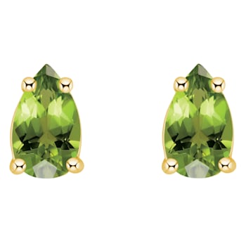 5x3mm Pear Shape Peridot 14k Yellow Gold Stud Earrings