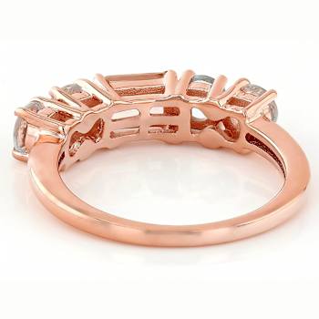 Morganite And Aquamarine Band Ring In 18K Rose Gold Over Sterling Silver 1.16ctw