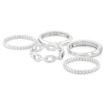 Stackable Ring Set With CZ In Rhodium Over Brass 1.07ctw