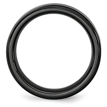 Black Ceramic Ridged Edge 8mm Brushed and Polished Band