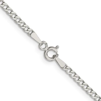 Sterling Silver 2.3mm Beveled Curb Chain Bracelet