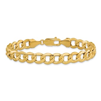 14k Yellow Gold 9mm Curb Link Bracelet, 7 Inches