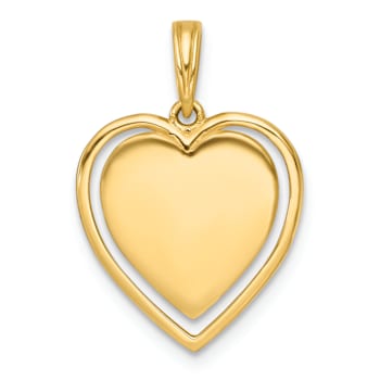 14K Two-tone Gold Polished Multi Color Enamel Eye In Heart Charm