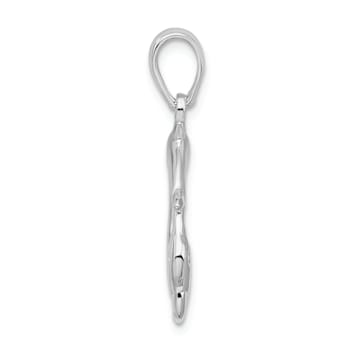 Rhodium Over Sterling Silver Polished 3 Dolphin Circle Pendant