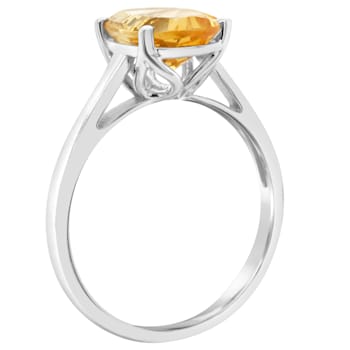 10x8mm Oval Citrine Rhodium Over Sterling Silver Ring