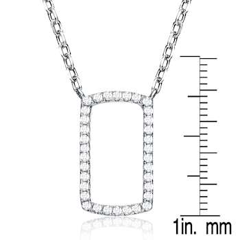 CZ Rectangle Station Necklace In Sterling Silver 16 Inch