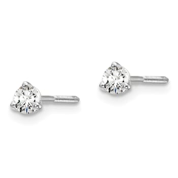 14K White Gold Lab Grown Diamond 1/5ctw VS/SI GH Screw Back 3-Prong Earrings