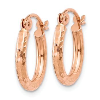 14k Rose Gold Diamond-Cut 1/2" Hoop Earrings