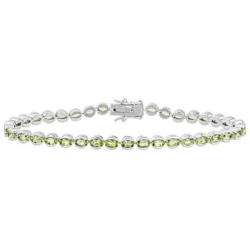 Oval Peridot Tennis Bracelet In Sterling Silver 7.40ctw