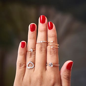 Lab Grown Diamond Accent 10K Rose Gold Spiral Design Bypass Ring, 0.06ctw