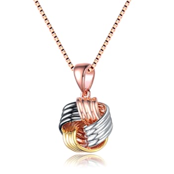 Knot Pendant Necklace In 18K Rose Gold Over Sterling Silver