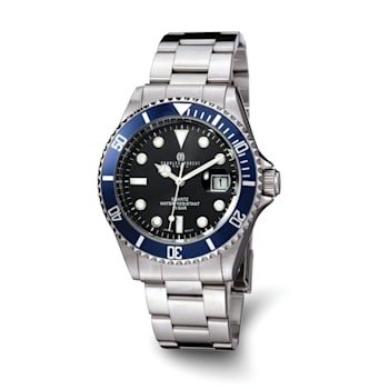 Ladies Charles Hubert Stainless Steel Black Dial Watch
