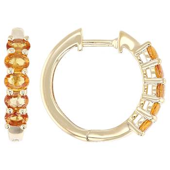 Yellow Sapphire Oval Hoop Earrings In 18K Gold Over Sterling Silver 1.98ctw