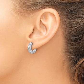 Rhodium Over 14K White Gold Lab Grown Diamond SI1/SI2, G H I, Hinged
Hoop Earrings