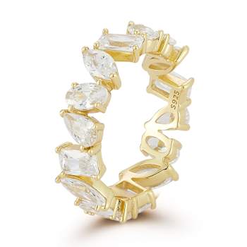 Rachel Zoe Mixed Shape CZ Eternity Band Ring in 14K Gold Over Sterling Silver