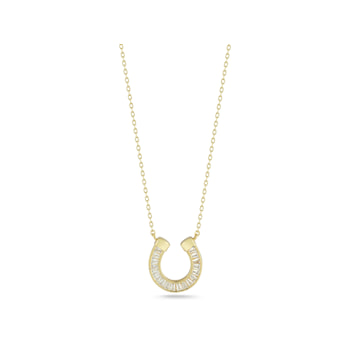 Sterling Statements 14K Yellow Gold Over Sterling Silver CZ Horseshoe Necklace