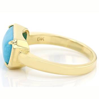 Kingman Turquoise Cushion Ring In 18K Gold Over Sterling Silver