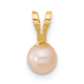 14k Yellow Gold Children's 4-5mm Pink Near Round Freshwater Cultured
Pearl Pendant
