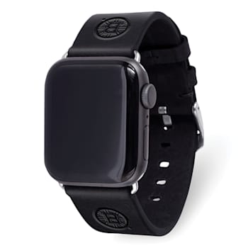 Gametime NHL Boston Bruins Black Leather Apple Watch Band (38/40mm S/M).
Watch not included.
